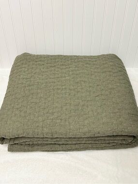 Pottery Barn Pick-Stitch Handcrafted Cotton/Linen Quilted Sham/Quilt